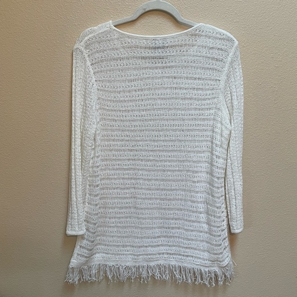Chico’s Scoop Neck Fringe Hem Sweater - Picture 3 of 8